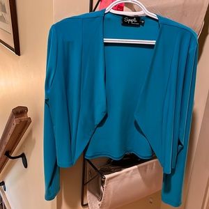 Sympli short cardigan size 10 - teal blue - like new